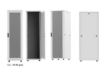 0766623715478 - 19 Serverschrank Basic Line 42 HE 2033x600x1000mm Flatpack Traglast 600kg grau 19 Zoll Serverschrank (B x H x T) 600 x 2033 x 1000 mm 42 HE Grau
