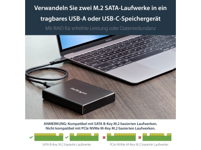 STARTECH M.2 NGFF SATA Festplattengehäus - SM21BMU31C3