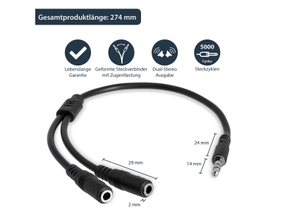 STARTECH Slim Stereo Splitter Cable, STARTECH.COM MUY1MFFS (BILD2)