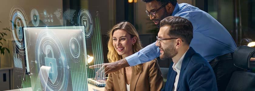 menschen, die vor einem Computer diskutieren