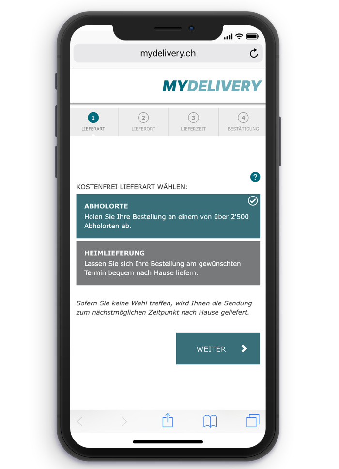 Mock-up von MyDelivery
