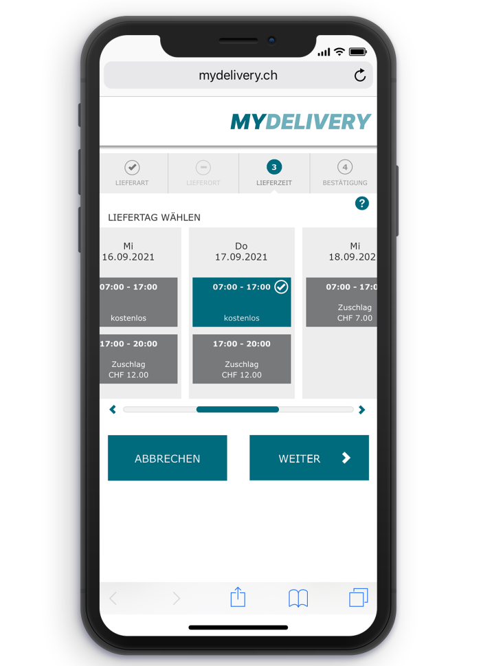 Mock-up von MyDelivery