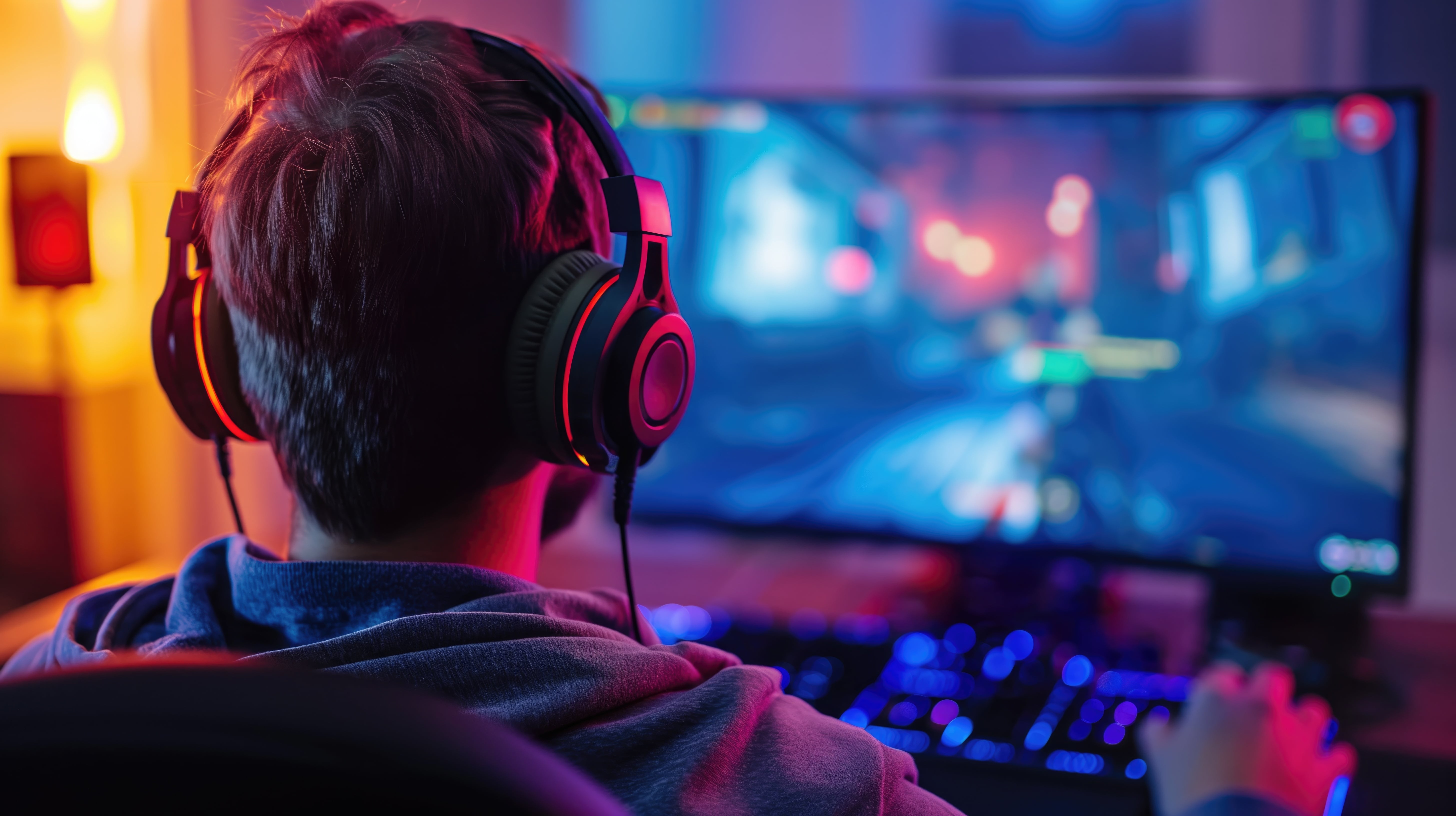 Eine Person spielt Videospiele auf einem PC