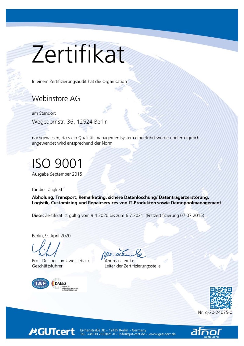 GUT-cert DIN EN ISO 9001:2015