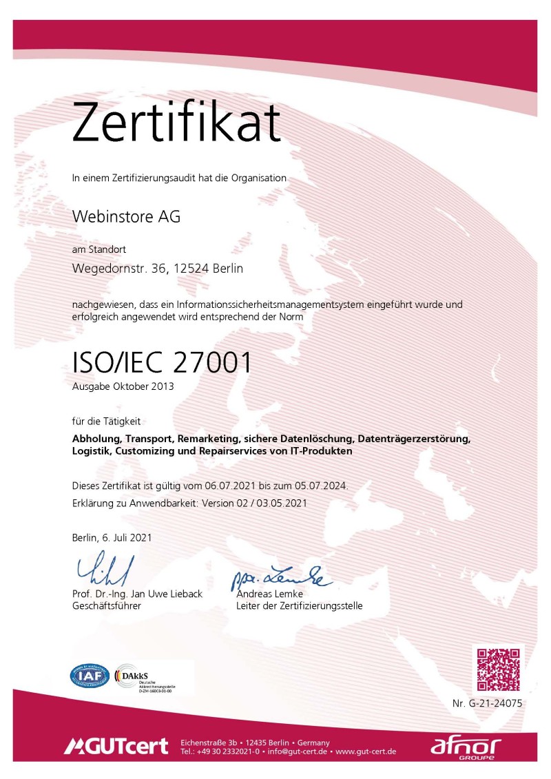 GUT-cert ISO/IEC 27001:2013